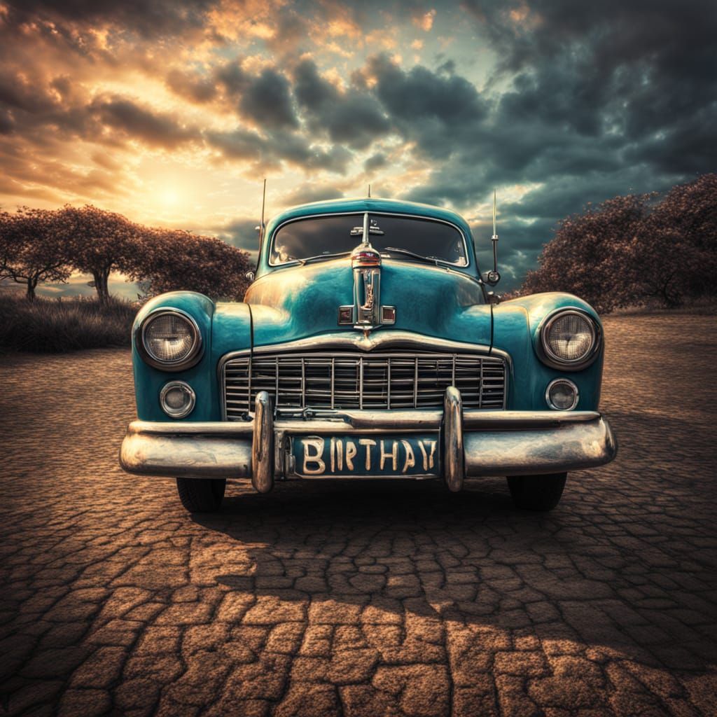 Birthday Car in Cinematic Hyperrealism