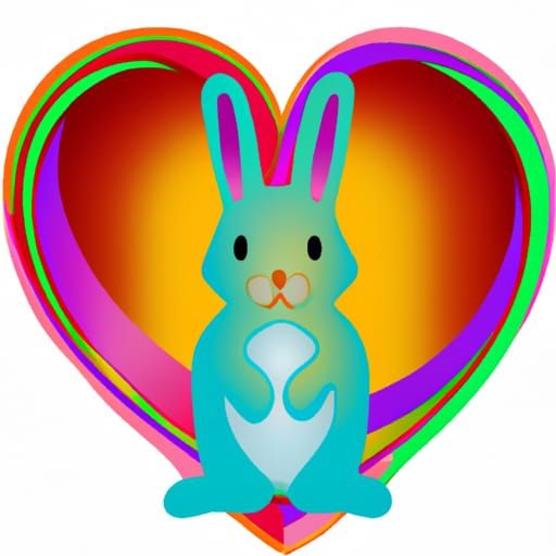 Colorful Rabbit Sitting Inside a Heart