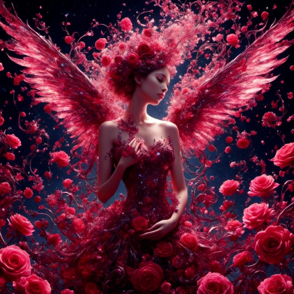 Victorian Cherubs and Roses Valentine's Day Illustration