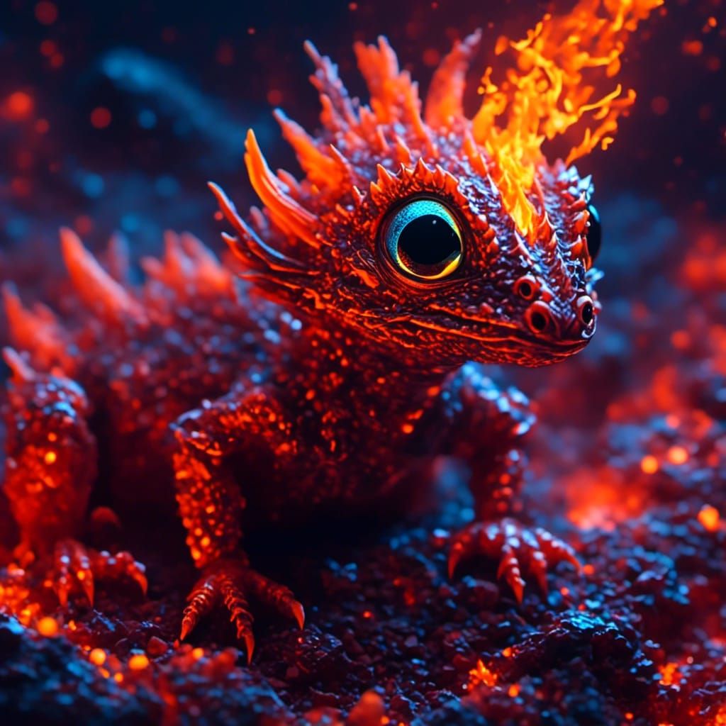 Flaming Ember Dragon Hatchling Microportrait