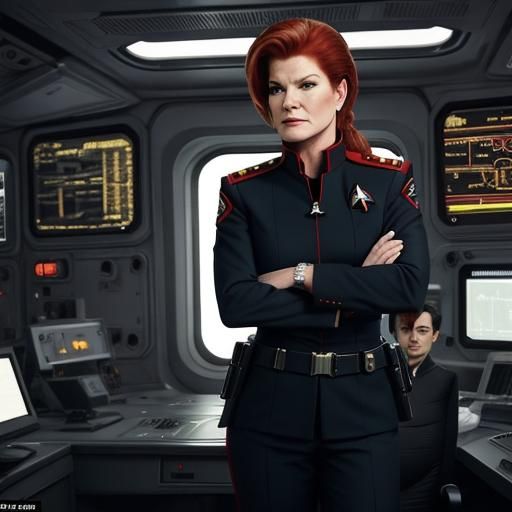 Kate Mulgrew as Kathryn Janeway, Captain Janeway on the USS-...