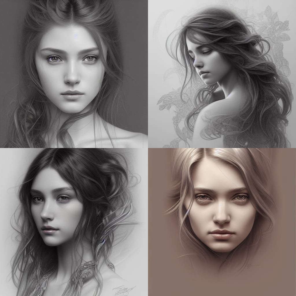 Detailed Pencil Portrait of a Beautiful Girl