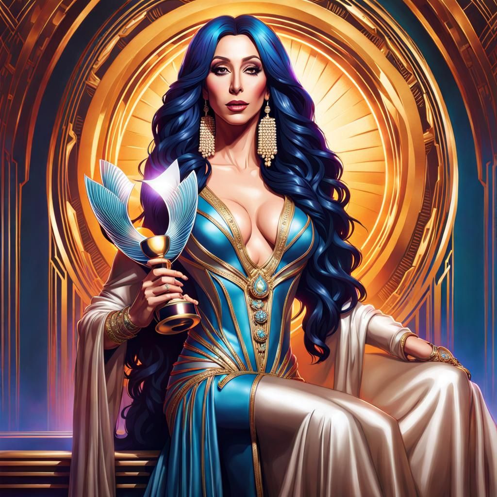 Cher Receives Music Award: Hyperdetailed Splash Art