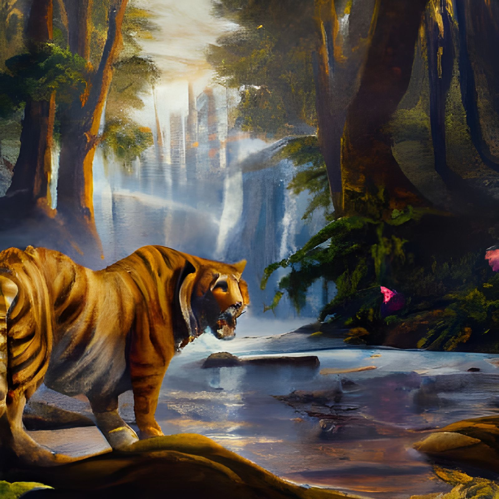 Sinister Shere Khan Oil Painting in Ethereal Fantasy Style