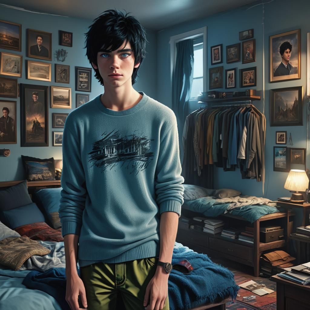 Teenage Boy in Bedroom: Digital Matte Painting