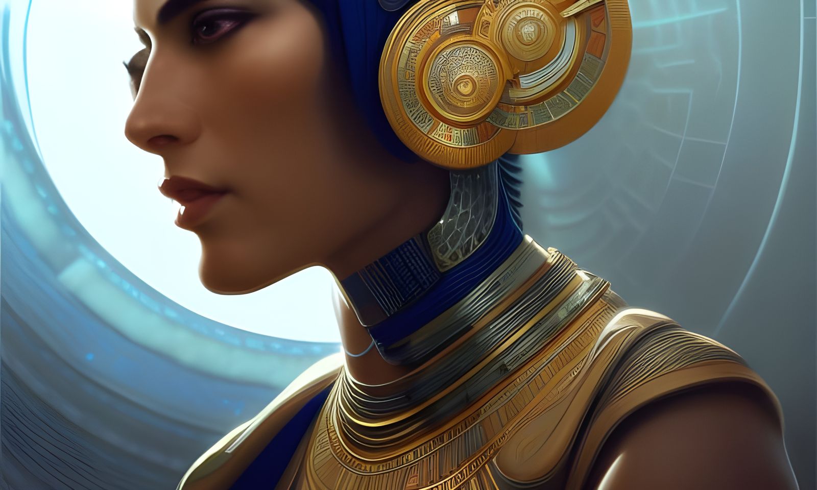 Futuristic Egyptian Supermodel in Regal Portrait