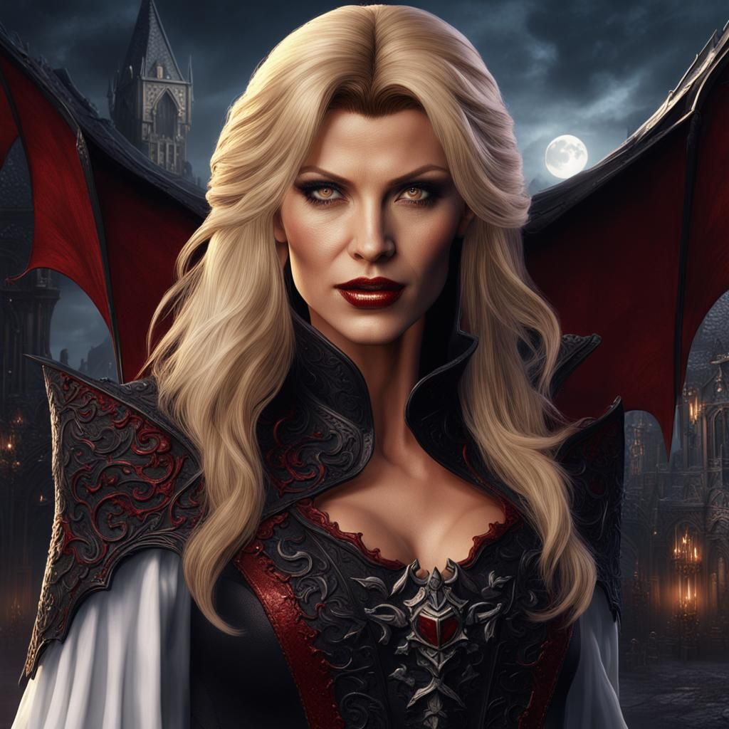 Detailed Female Vampire in Matte Painting Style