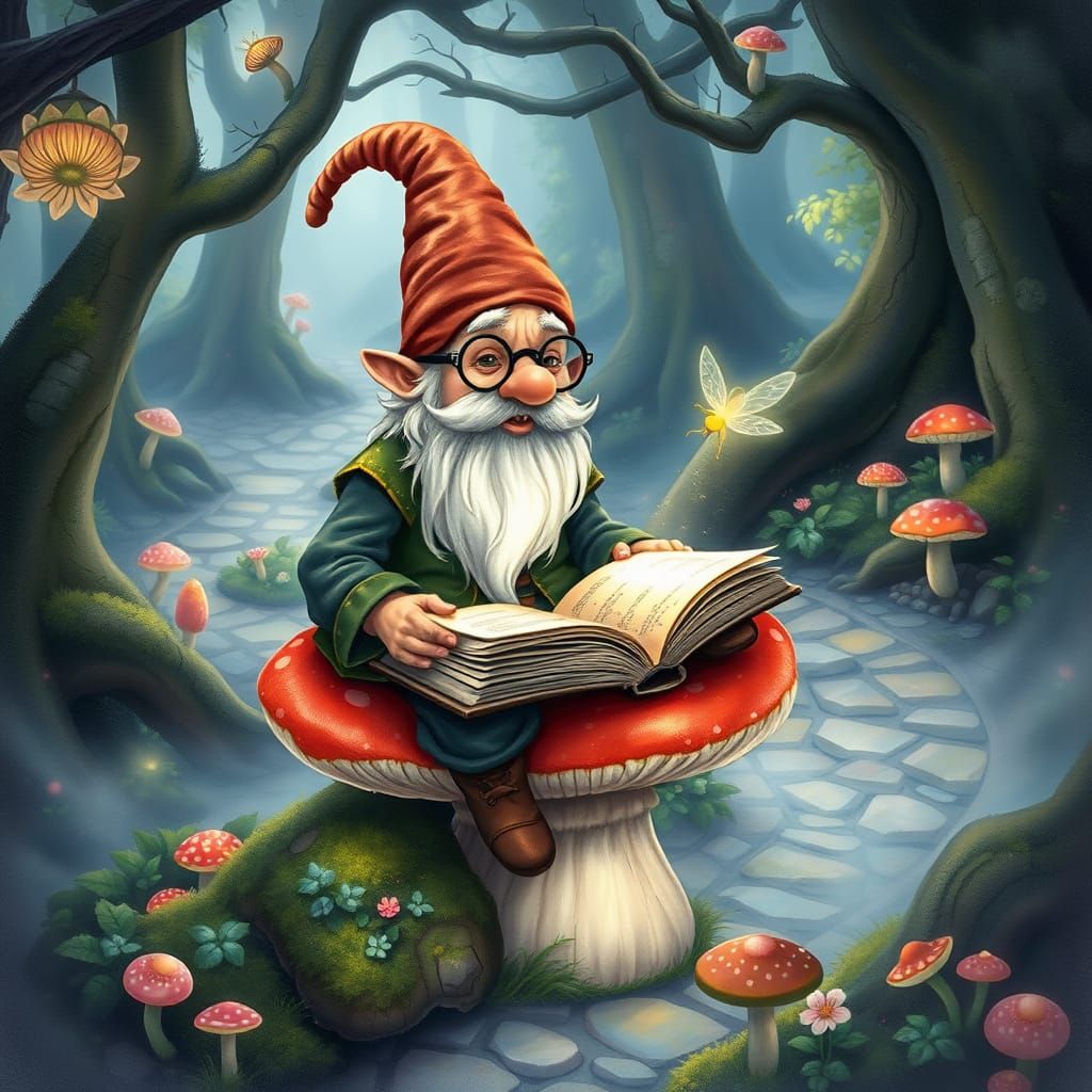 Mystical Gnome in Whimsical Watercolor Wonderland