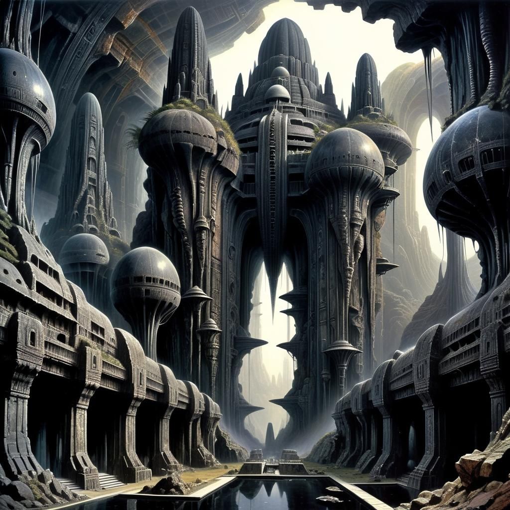 Prehistoric Arcology Dreamscape in Divine Futuristic Style