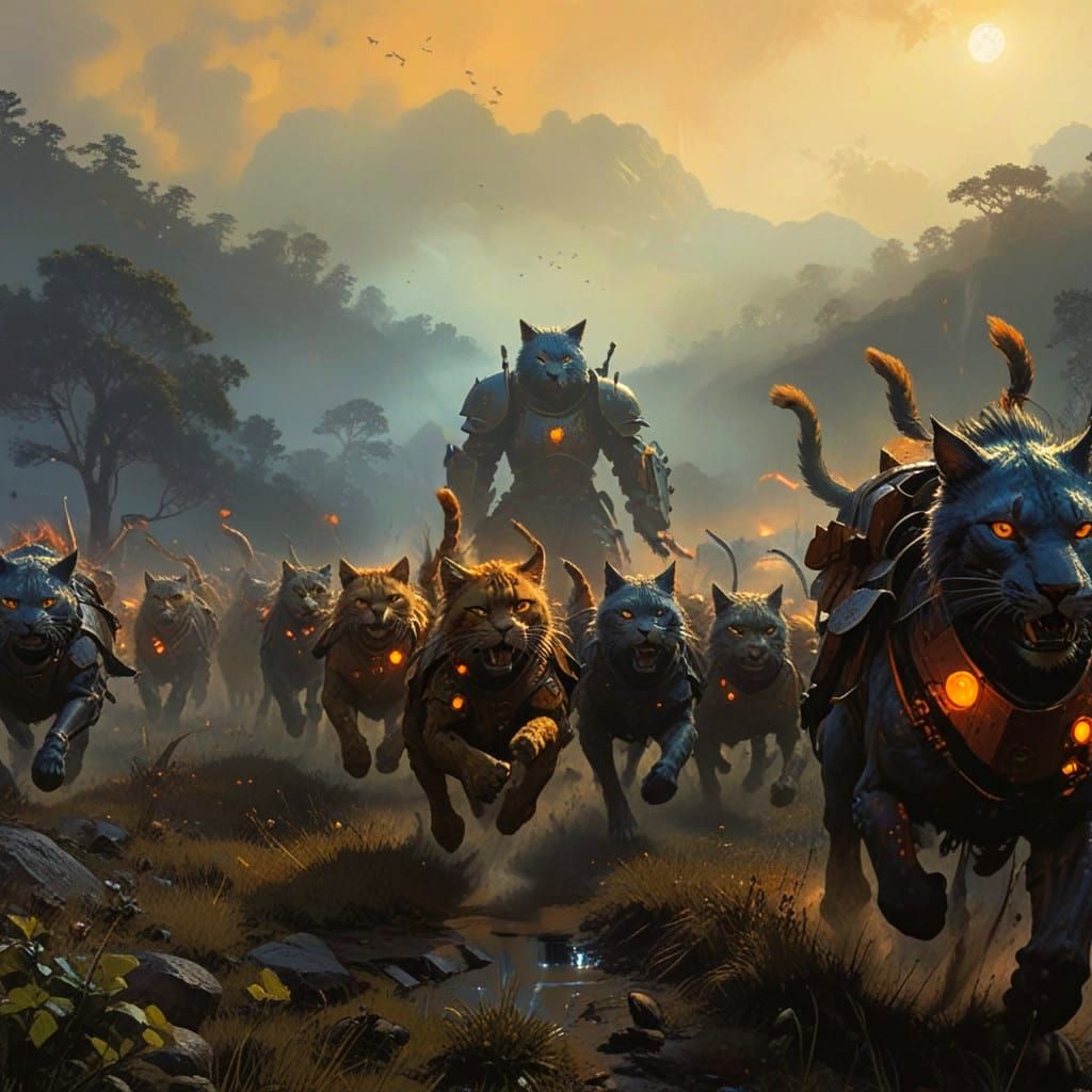 Fierce Feline Legion Charging Forward