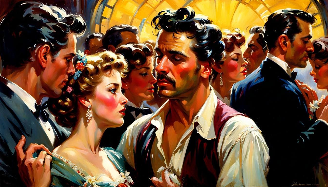 1950s Song Interpretation in Art Nouveau Style