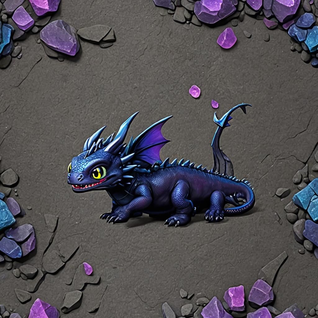 Black Dragon with Green Eyes and Plasma Blast