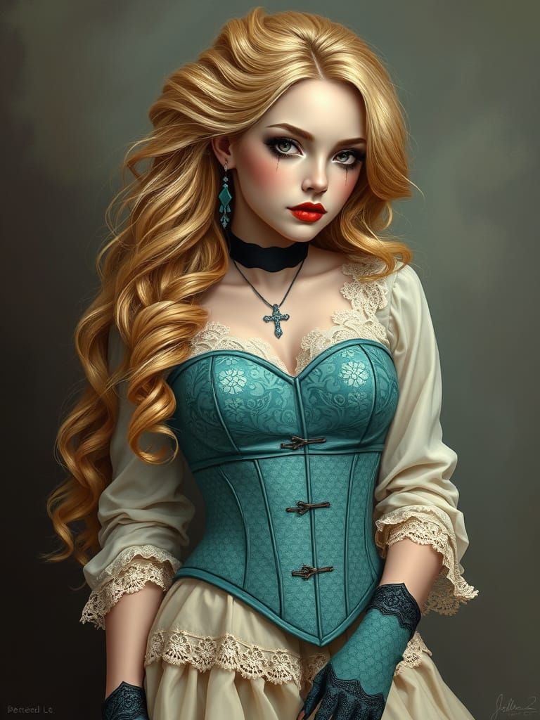 Goth lady, Teal