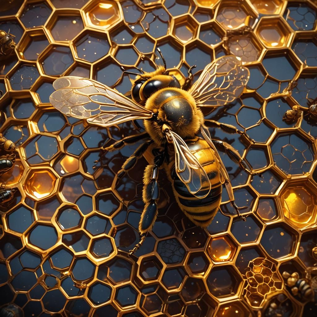 Giant Bee in Honeycomb: Fantasy Concept Art