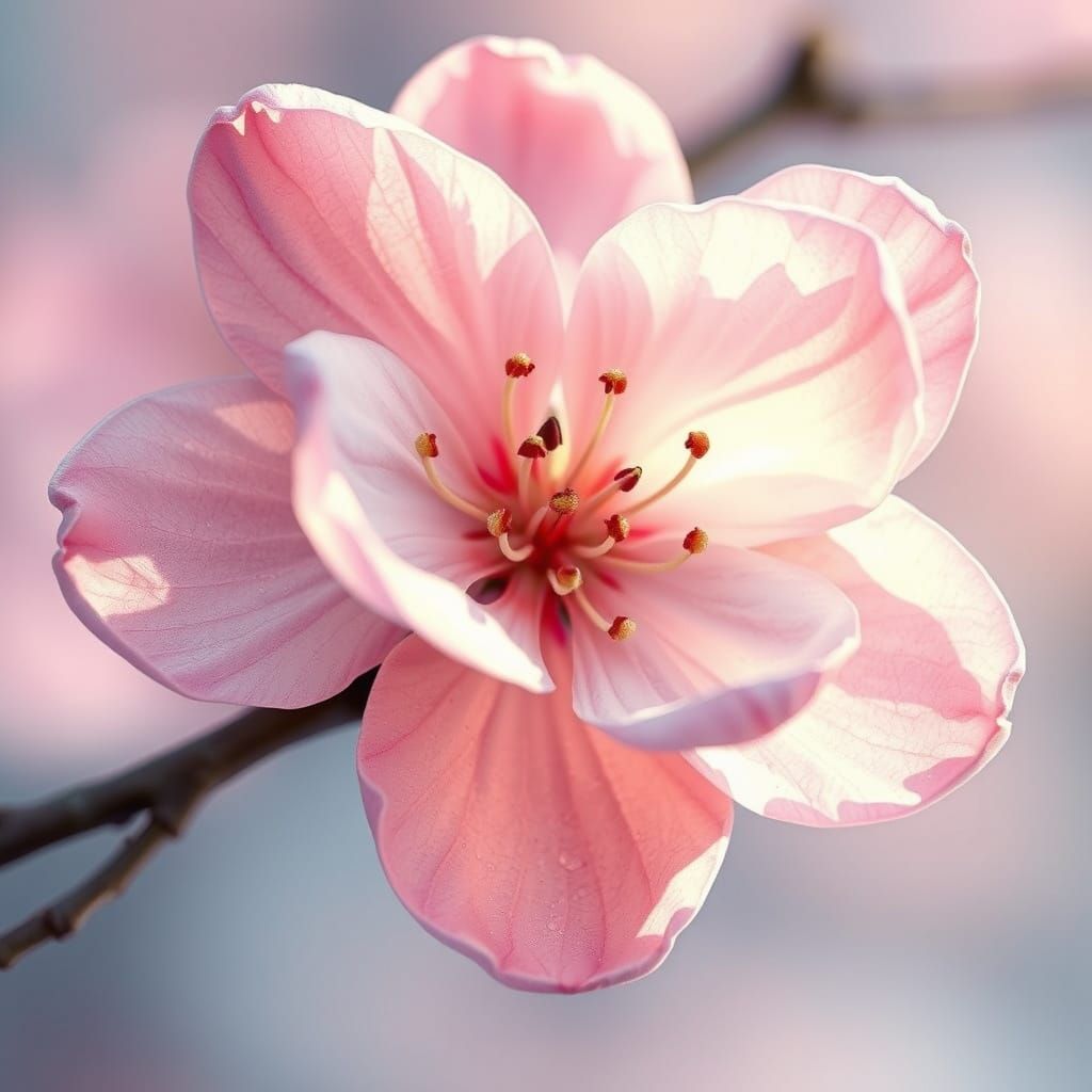 Dreamy Cherry Blossom in Watercolor Style