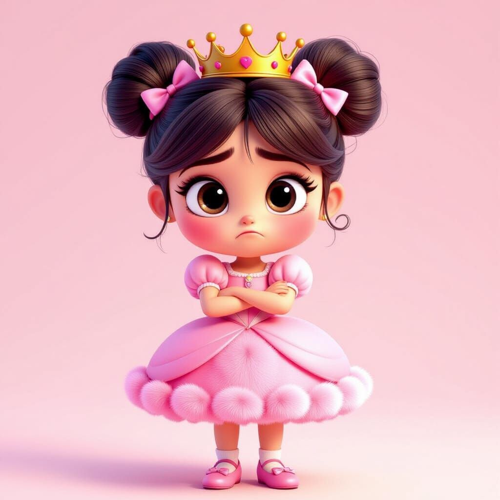 Angry Cartoon Princess in 3D Pixar Style