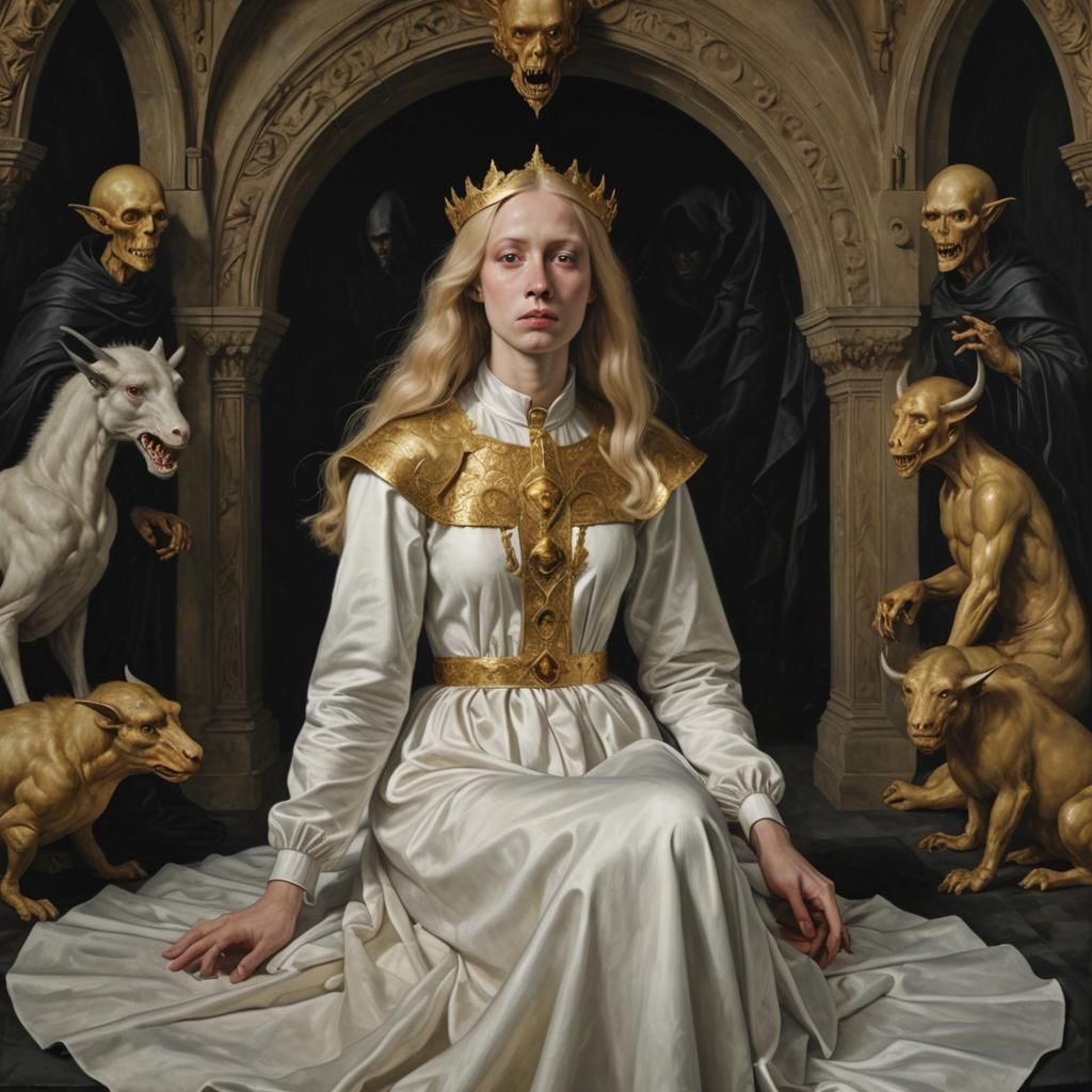 Ugly Blonde Woman in Nimbus: Photorealistic Style