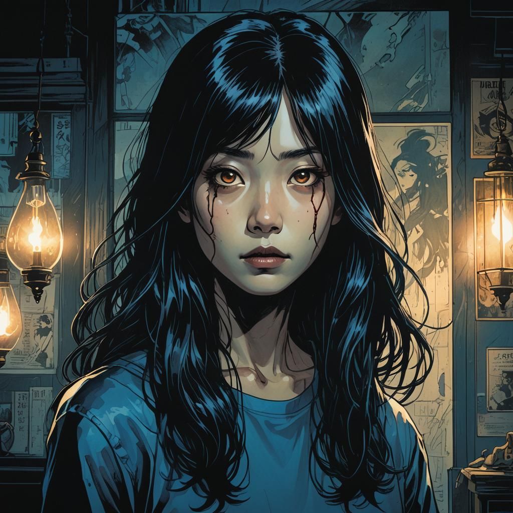 Sadako Yamamura Portrait in Comic Book Style