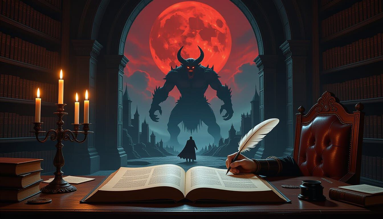 Scribe's Study: Epic Dark Fantasy Battle