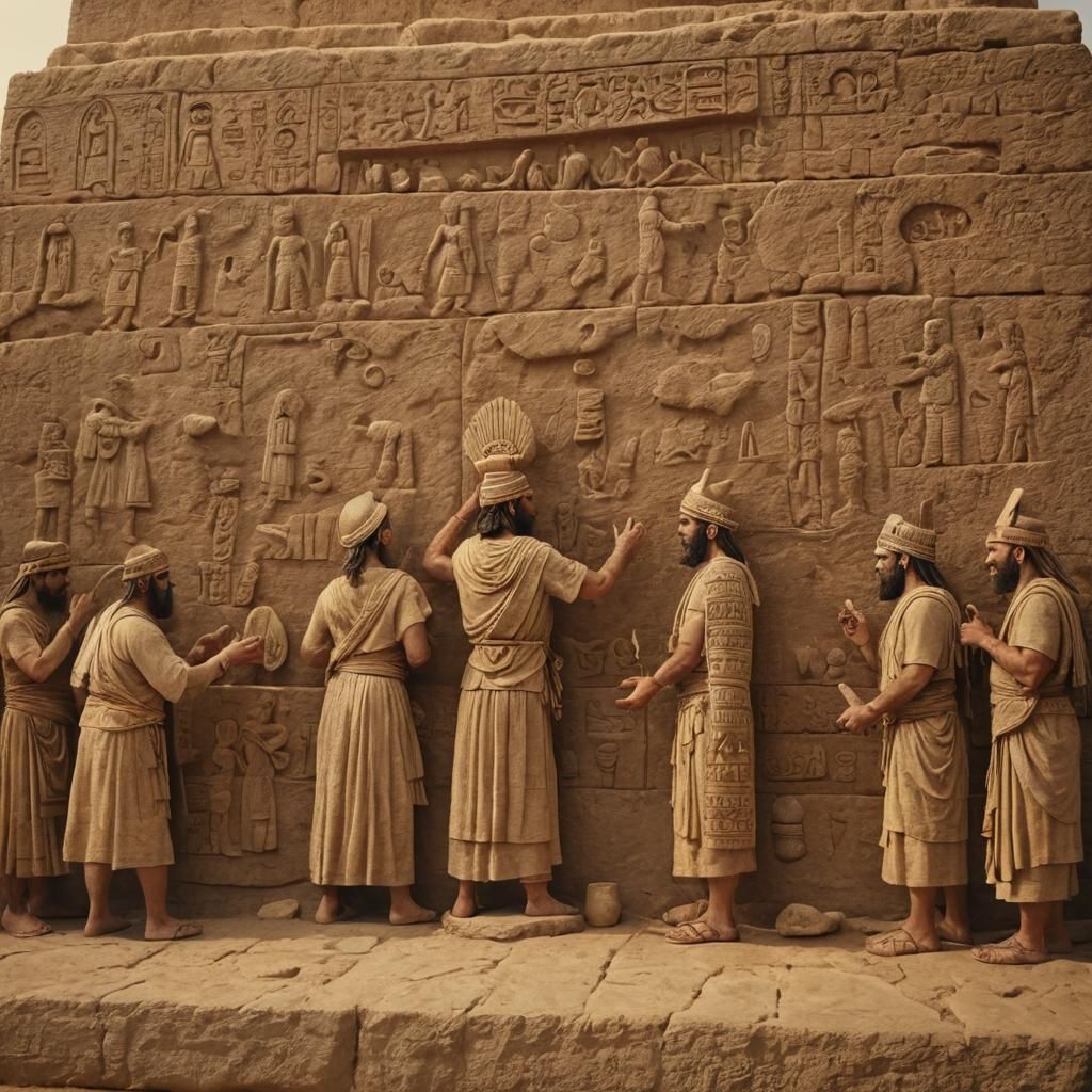 Sumerian Ritual at Ziggurat in Golden Light