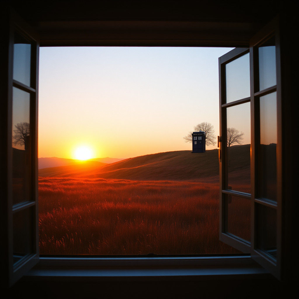 Meadow Sunset View Through Bedroom Window