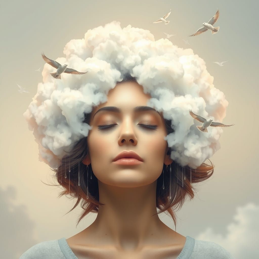 Dreaming Woman in Soft Pastel Hues