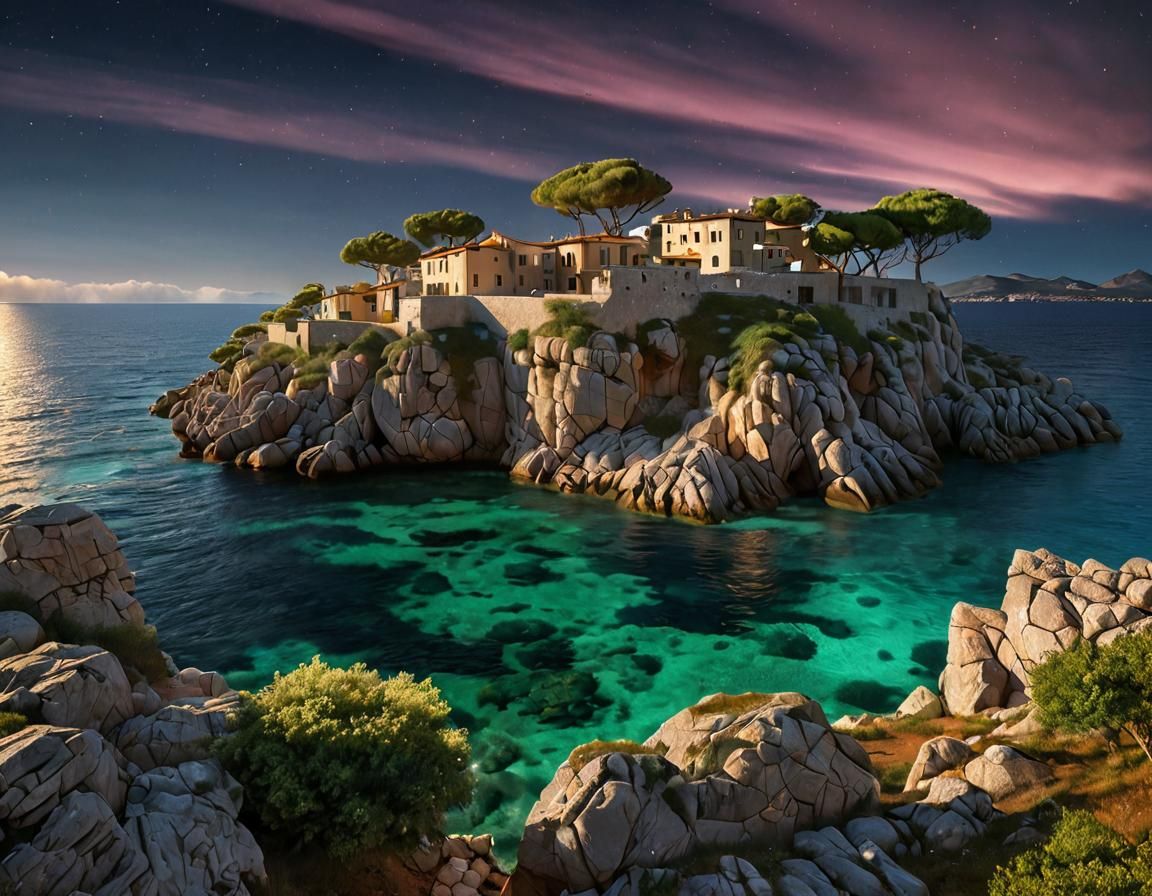 Sardinian Landscape with Golden Ratio Aurora