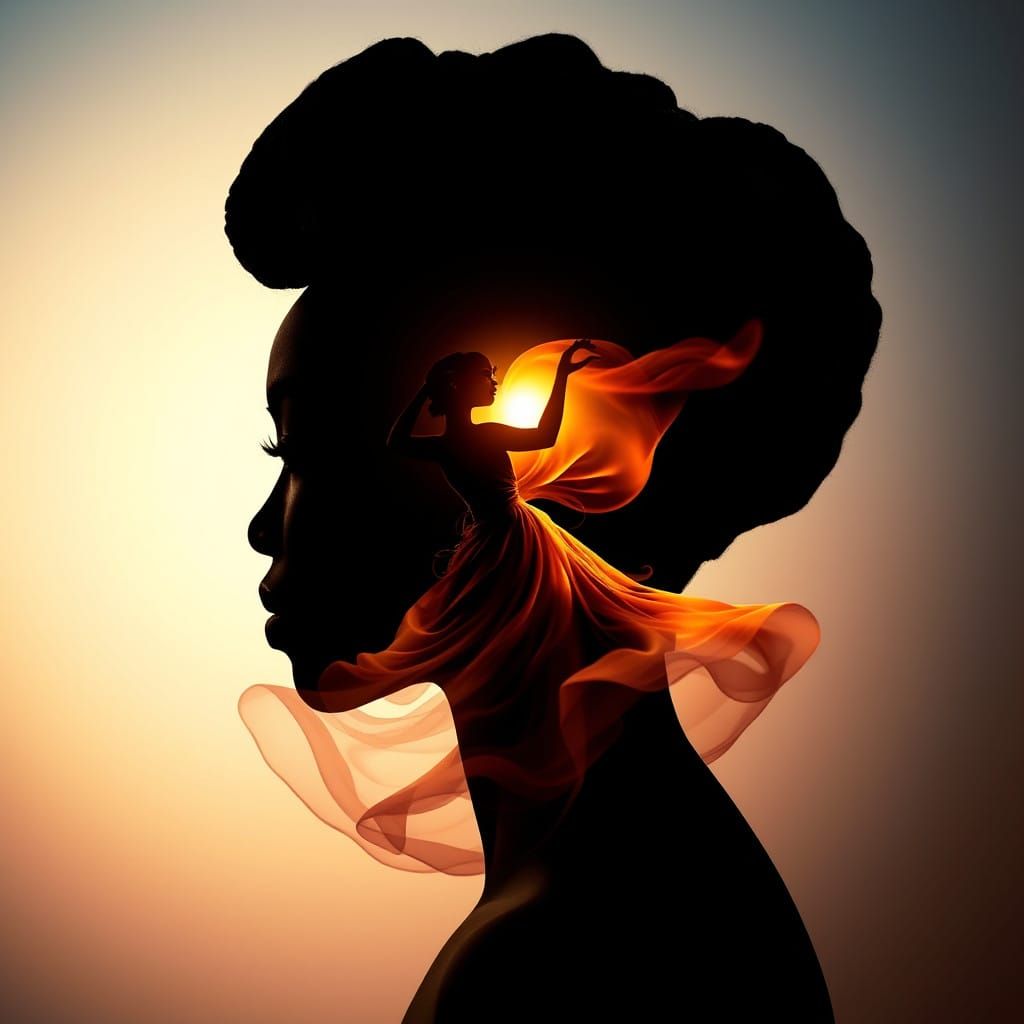 Regal Black Woman in Elegant Dance