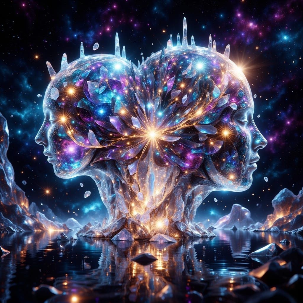 Crystalline Brains Colliding in Holographic Cosmos
