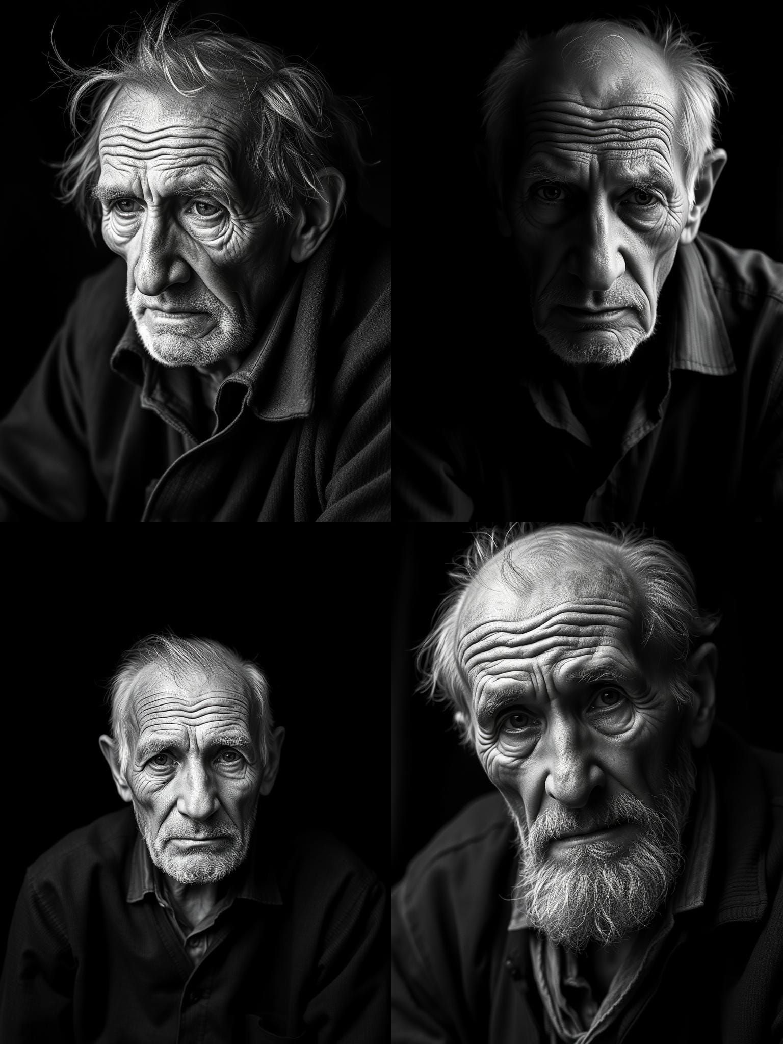 High Contrast Portrait of an Old Man in Black and White