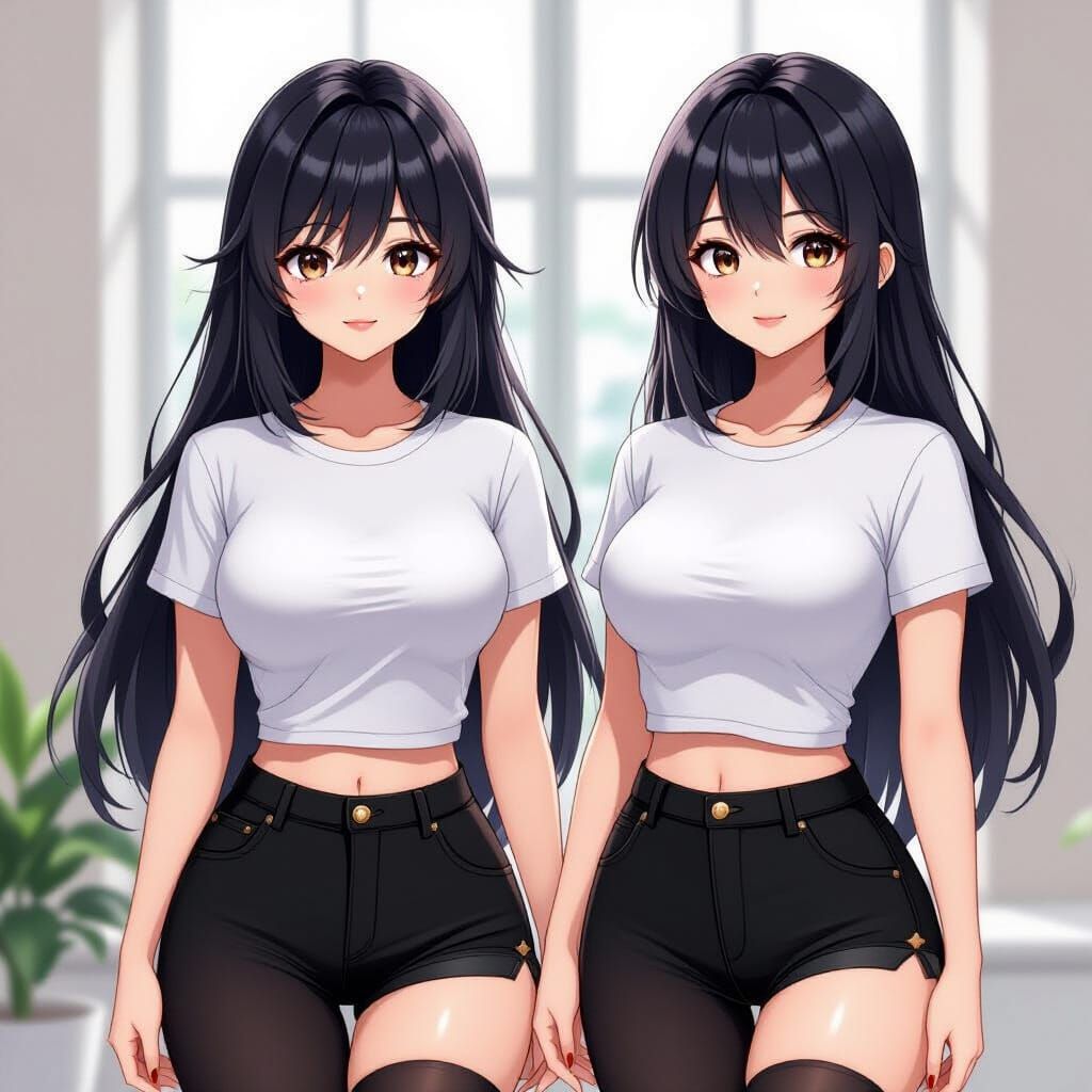 Anime Girl in 3D Style with Voluptuous Detail