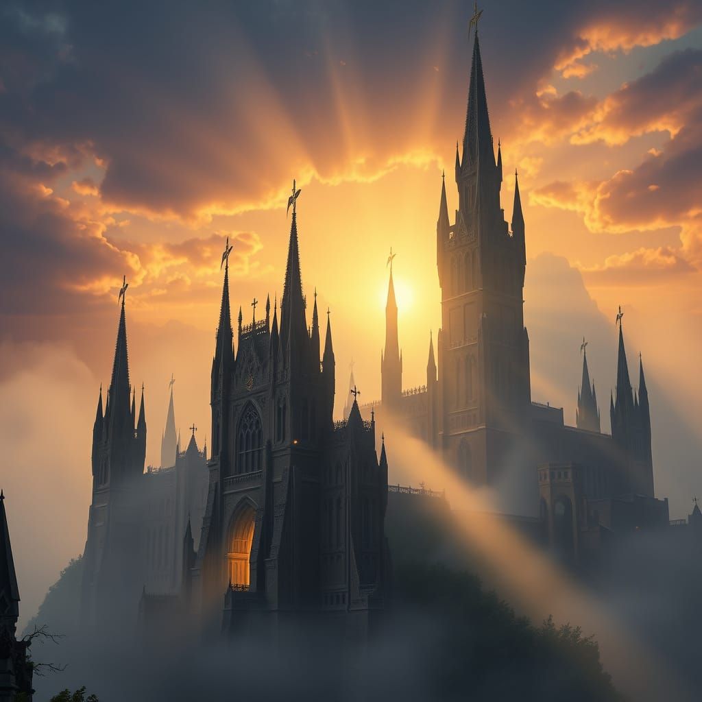 Majestic Ancient Fortress at Dawn's Break