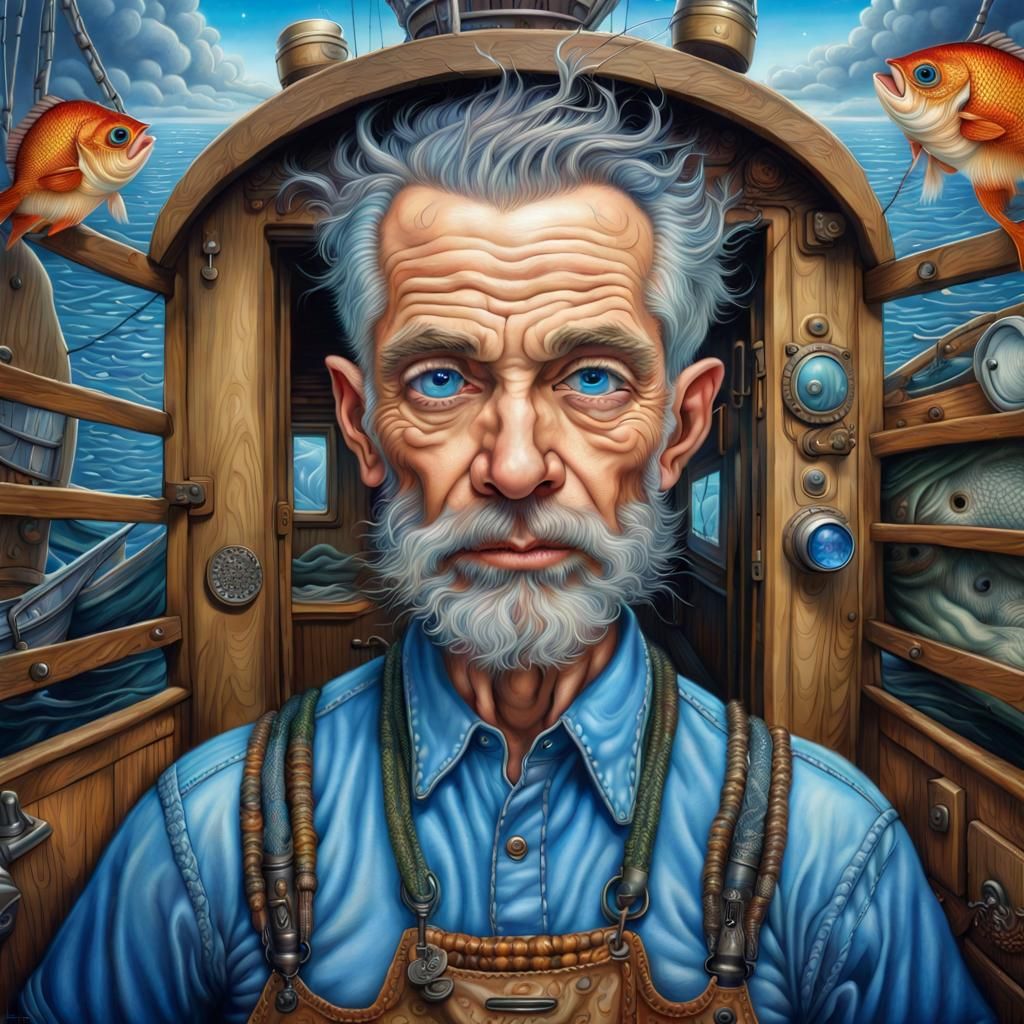 Mature fisherman portrait