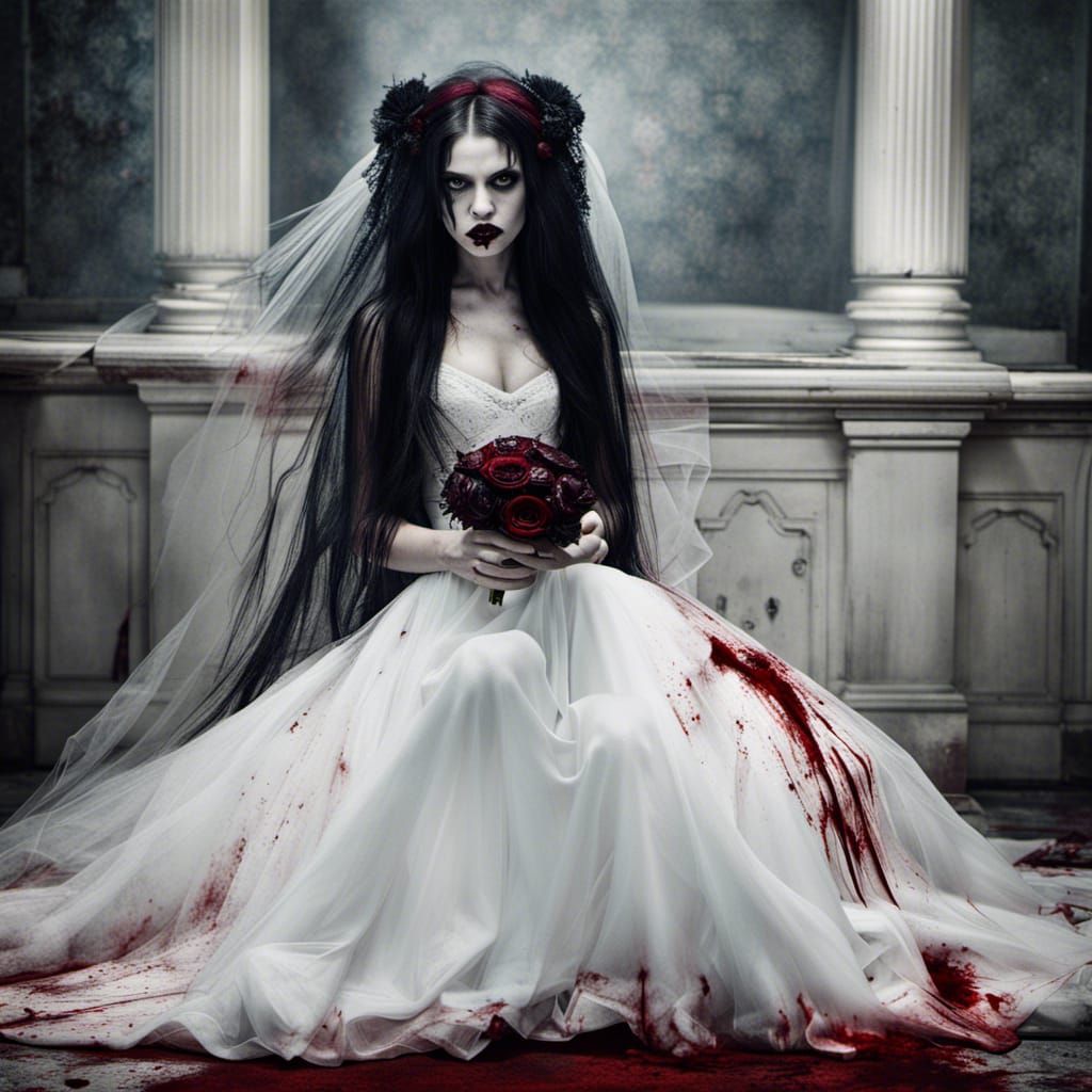 Gothic Vampire Bride with Ombre Hair