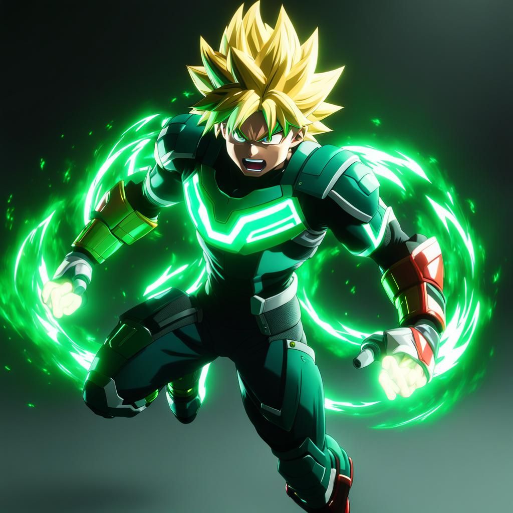 Anime Super Saiyan Character with Glowing Tail