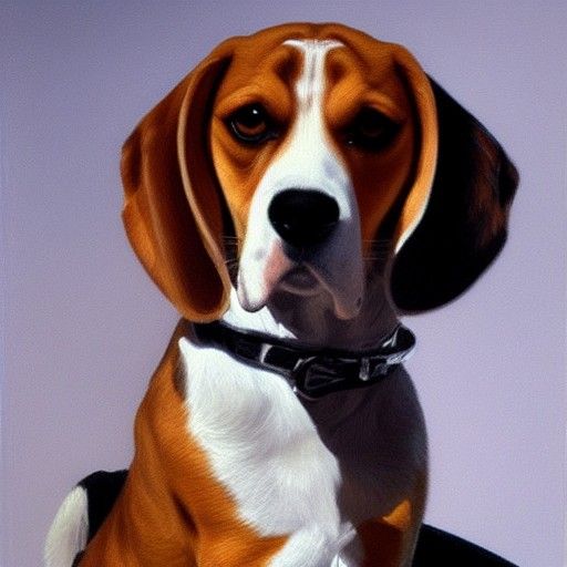 Beagle Chatting on Phone as Oil Painting