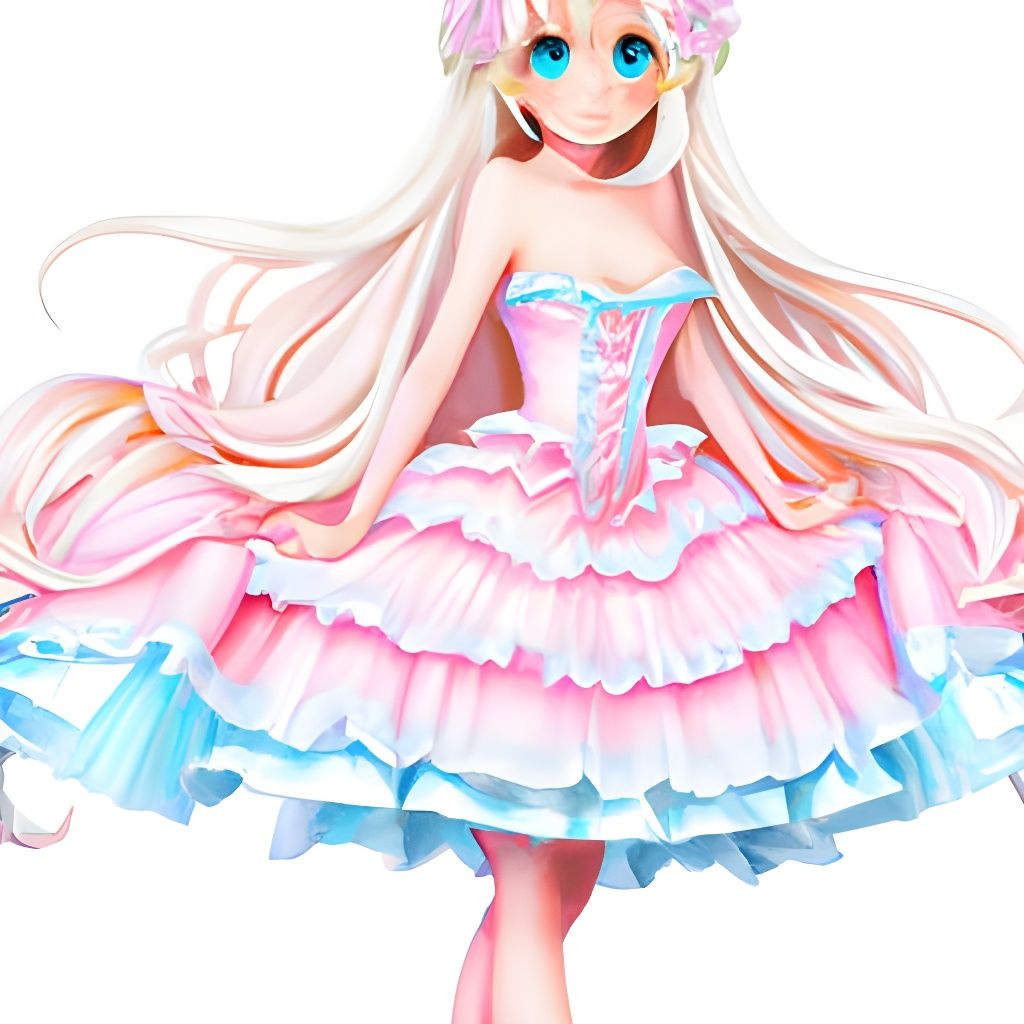 Anime Lady in Frilly Pink Dress: Digital Painting