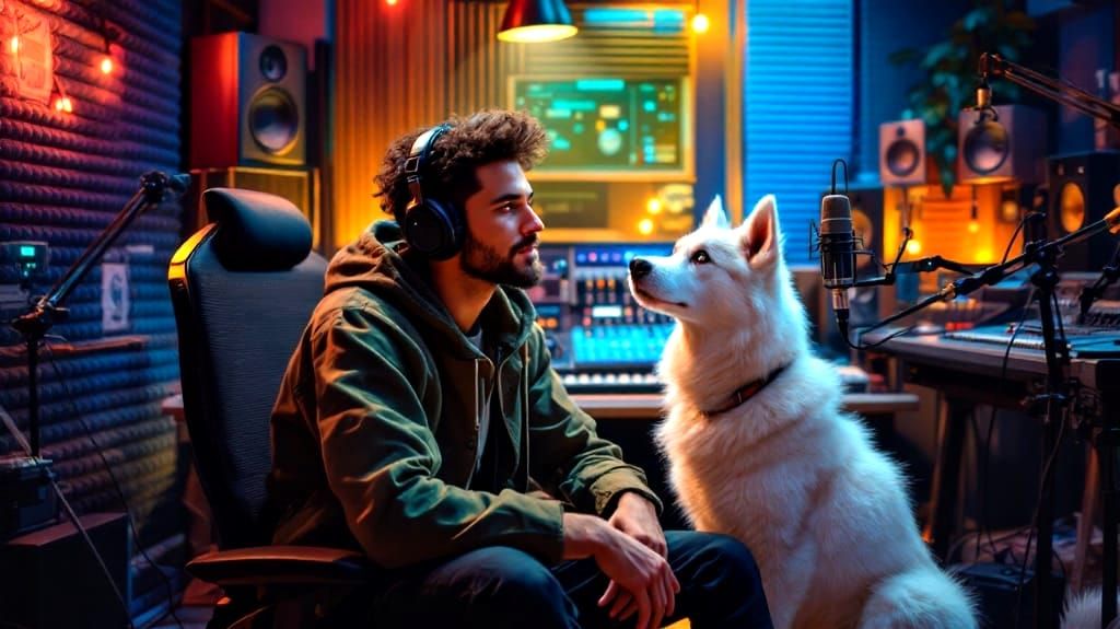 Rap Music Recording Session with White Husky