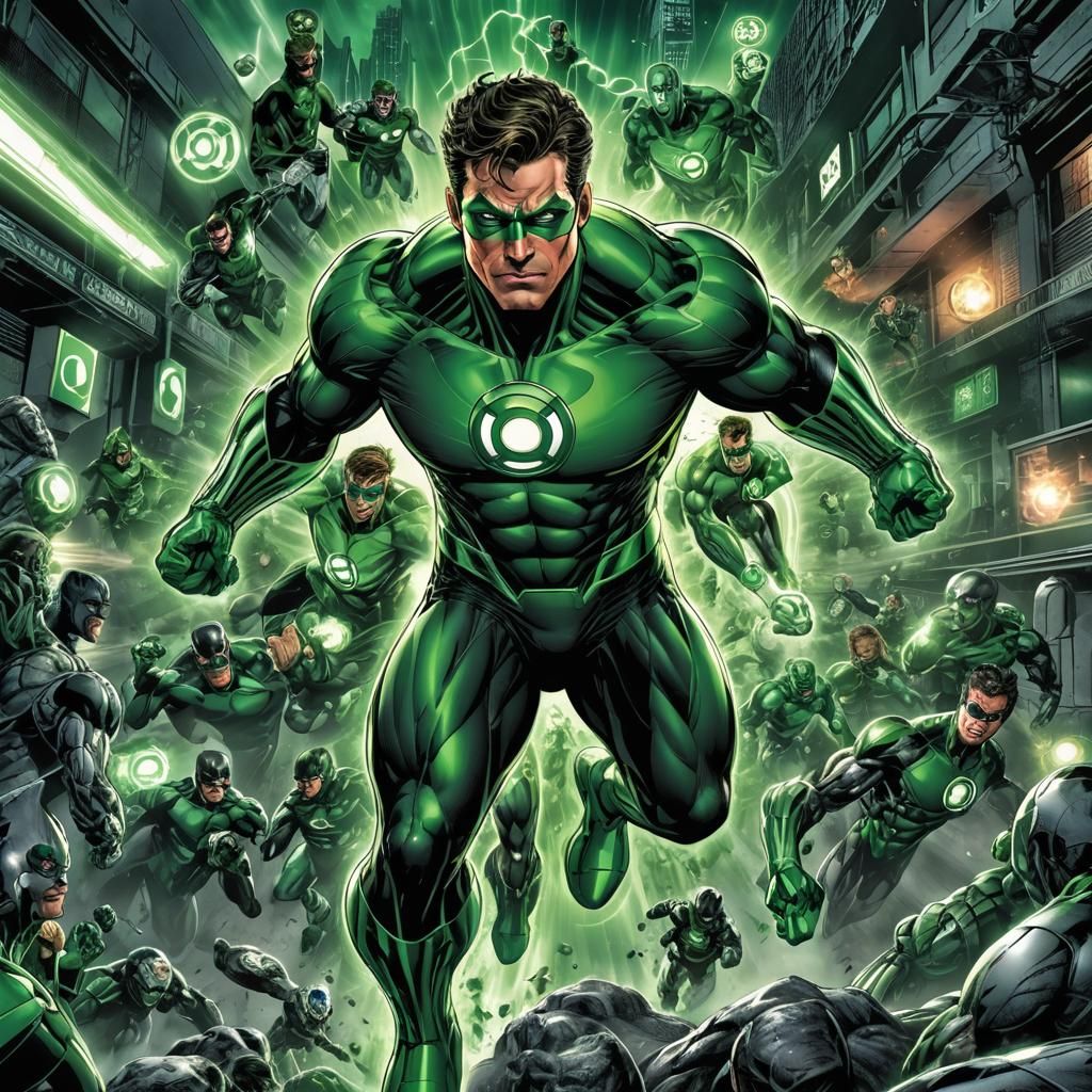 Hyperrealistic Green Lantern in Cinematic Style