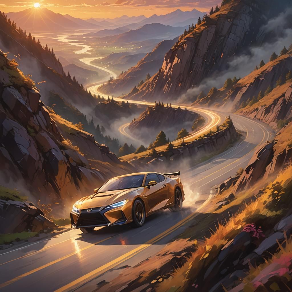 Digital Digimon Coupe Speeds Down Winding Mountain Road in V...