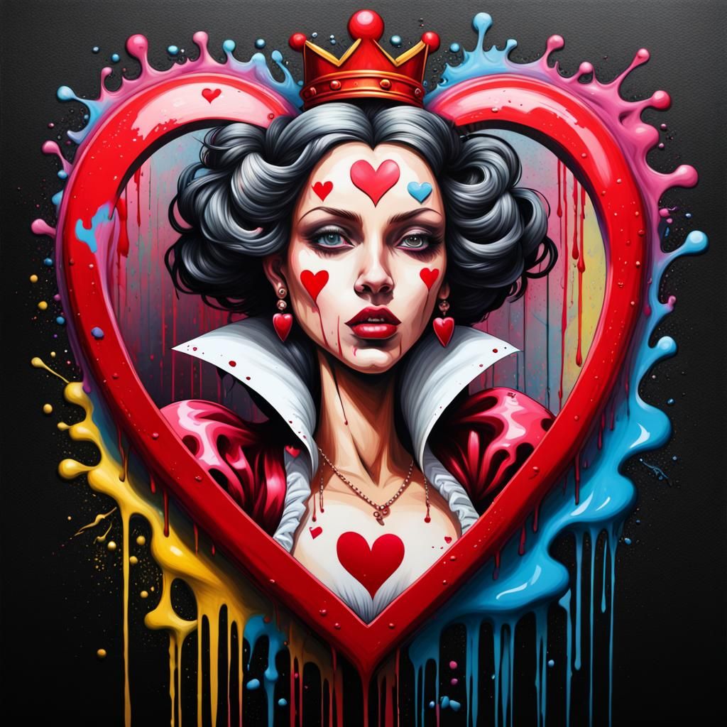 Queen of Hearts in Graffiti Splash Art Style