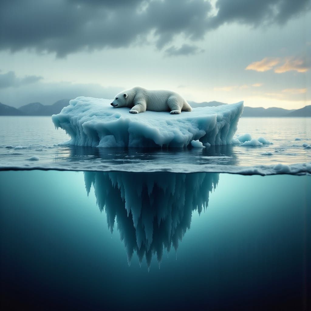 Melting Iceberg: Arctic Climate Change Symbol