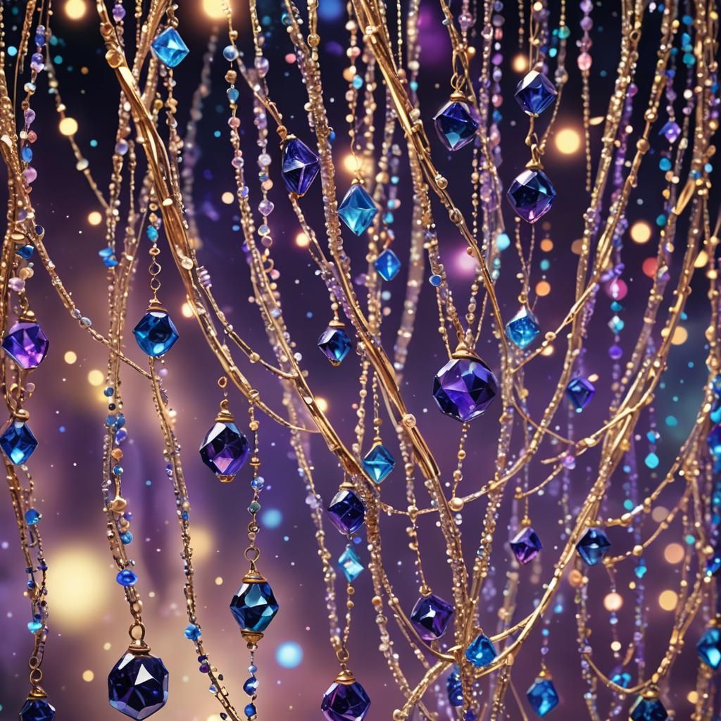 Twinkling Crystals Around Mosaic in Fantasy Art