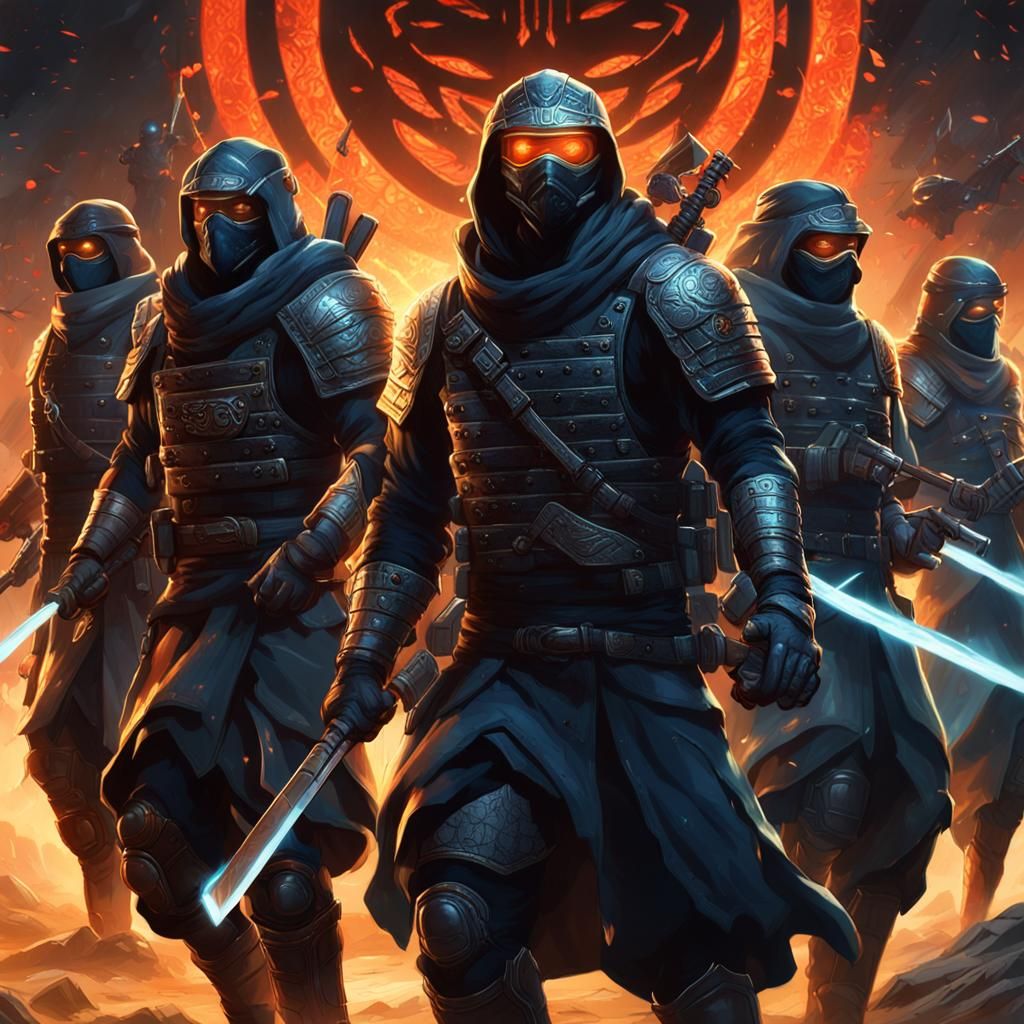 Quantum Ninja Army: Epic Dark Fantasy Art