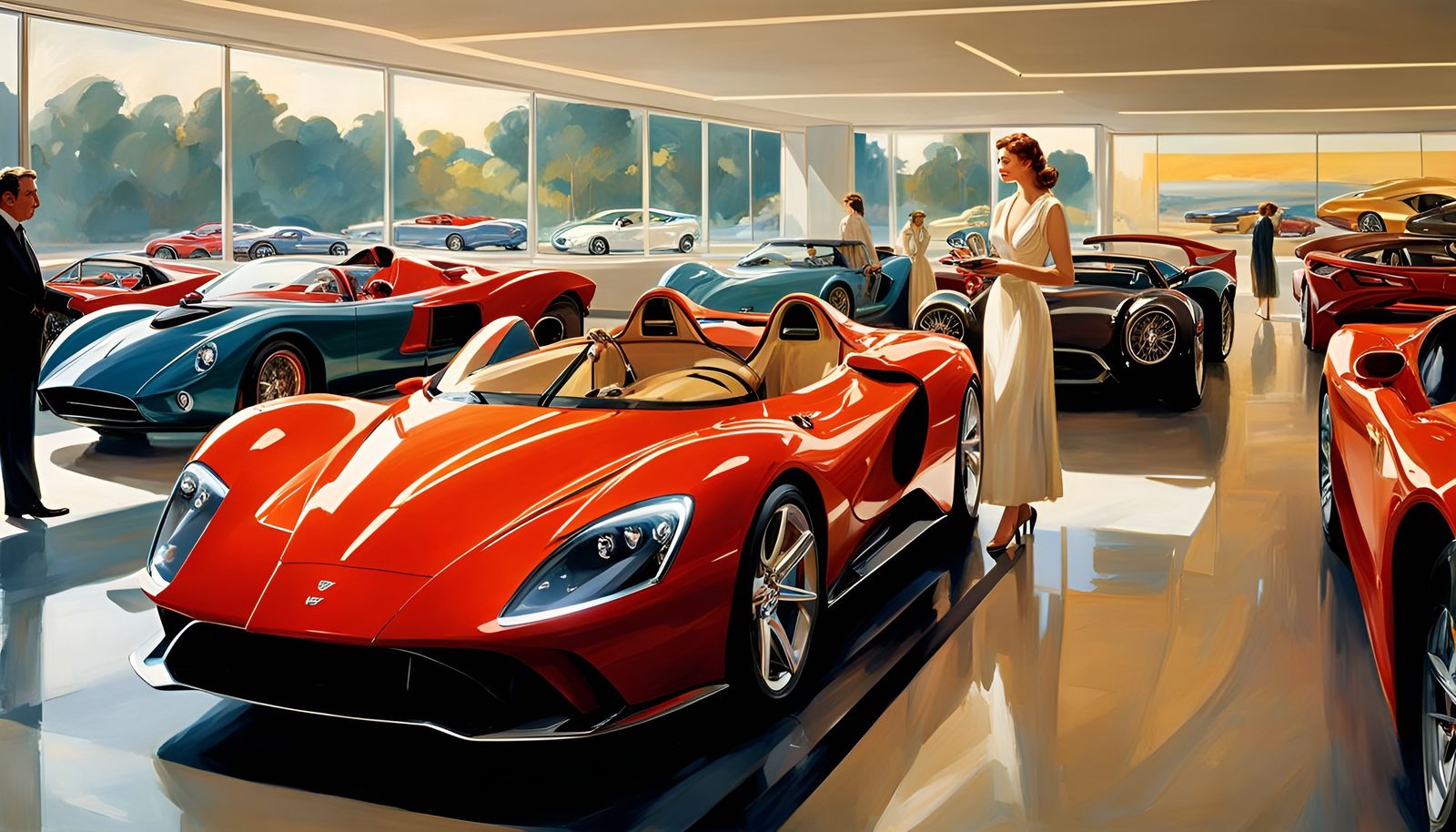 Woman Buys Sports Car with Retro Lighting