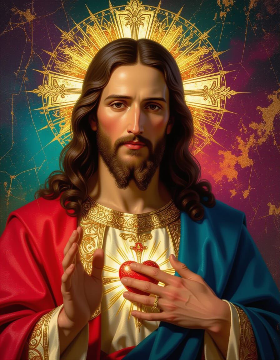 Sacred Heart Portrait in Hyperrealistic Style