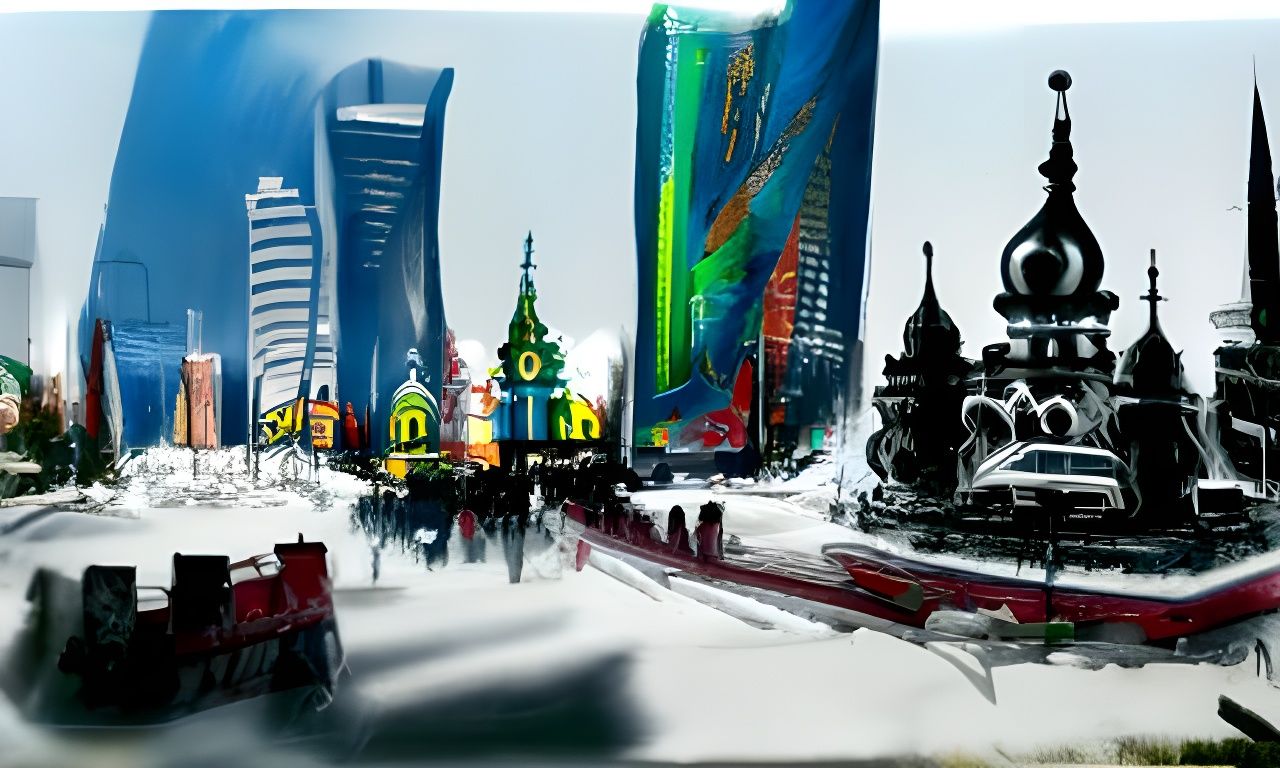 Colorful Abstract Moscow in Acrylic Style