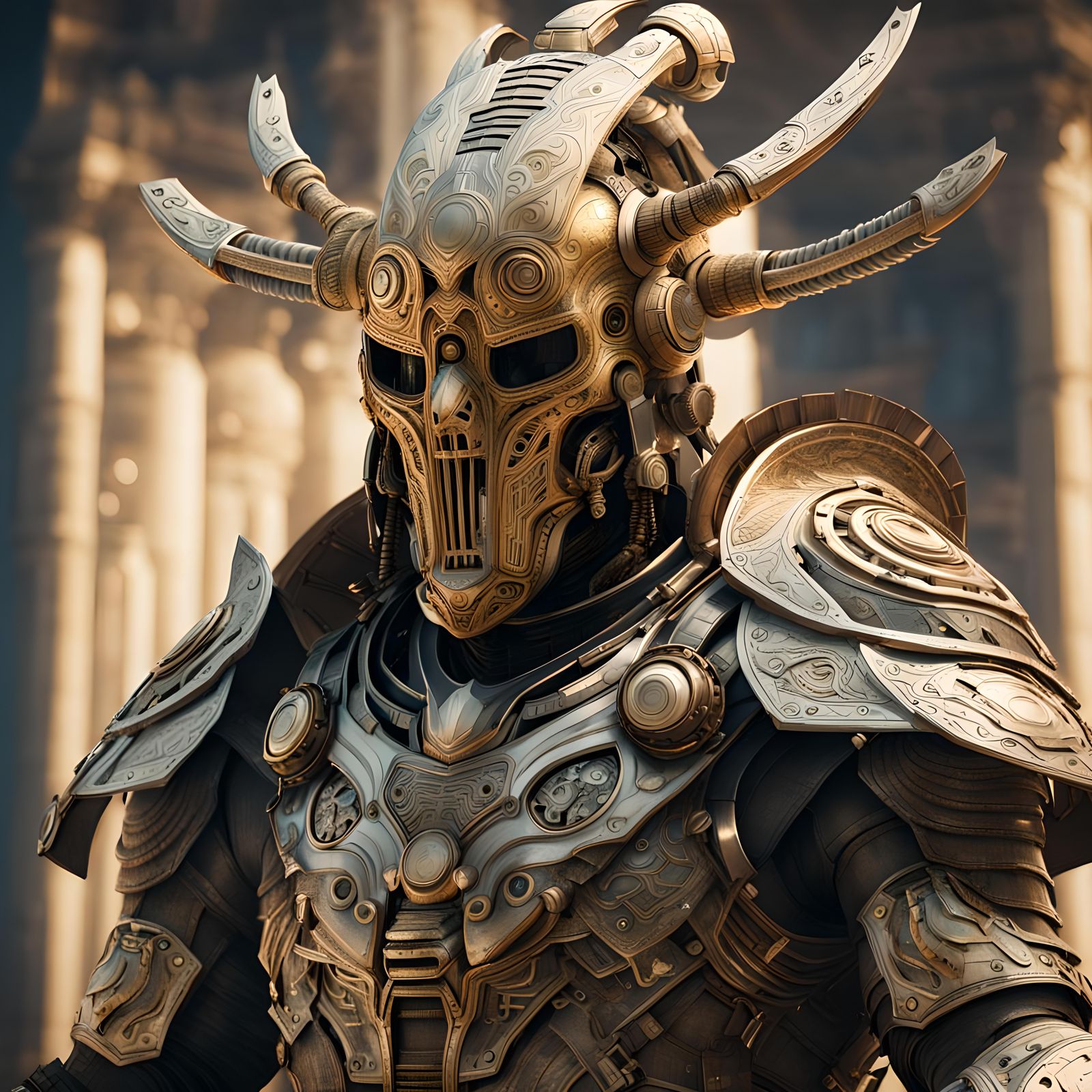 Towering Alien Warrior God in Sci-Fi Armor