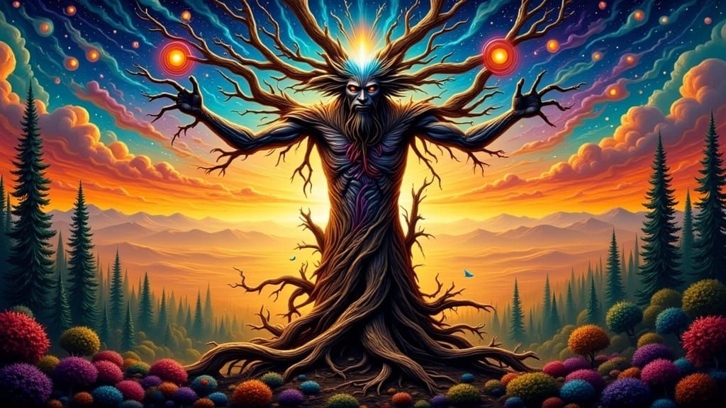 Fractal-Faced Shaman Summons a Storm