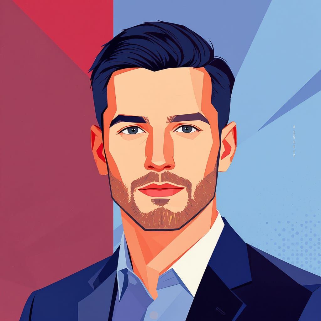Man in 3D Vector Style with Minimalist Design